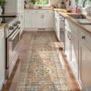 Lahome Oriental Kitchen Runners for Hallways, 2.5x10 Washable Runner Rug Non Slip, Soft Hallway Rug Distressed Ultra-Thin Long Carpet for Bathroom Entryway Bedroom, Peach/Orange (Terracotta)