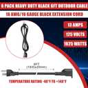 Kanayu 10 Pcs 6 Feet Extension Cord, 16 Awg Sjw Heavy Duty Power Cable 13 Amps 125v Extension Cable with 3 Prong for Indoor Outdoor Electrical Kitchen Appliances, Ul Listed(Black)