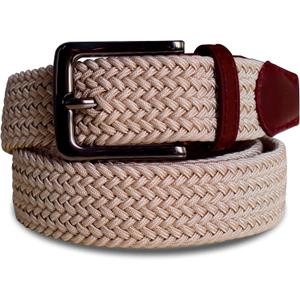 Elastic Braided Belt, 1 3/8", Woven Stretch Belt for Golf Casual Jeans Shorts Pants, Gift Box(Fits up to 50") (Beige, L(38" to 46"))