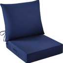 IASEAHK Outdoor Chair Cushions, 24 x 24 Inch Outdoor Cushion for Patio Furniture, Patio Chair Cushion, Waterproof & Fade Resistant Deep Patio Furniture Cushions Set with Handle and Ties, Navy Blue