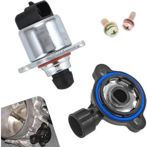 2 PCS Throttle Position Sensor Idle Air Control Valve, Auto Control Valve Sensor Kit, Compatible with Chevrolet, Buick, GMC (Silver & Black)