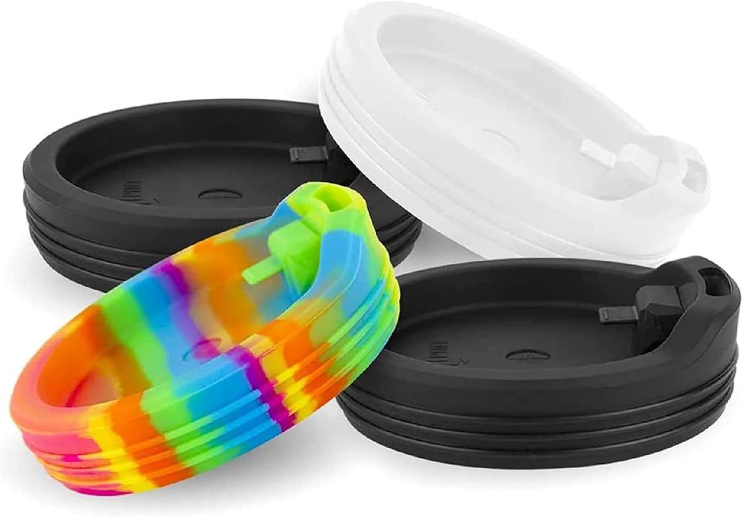 Silipint Silicone Travel-Cup Lids Kids Cups and Wine Cups, Unbreakable, Non-Plastic, Reusable Silicone Drinking-Cup Covers, Set of 4