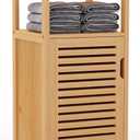 Bamboo Bathroom Storage Cabinet, Freestanding Floor Cabinet with Single Door for Living Room, Bedroom, Hallway, Kitchen