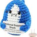 Positive Crochet Animals,Emotional Support Shark,Emotional Support Plush,Cute Knitted Shark Gifts