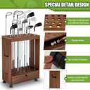 Silipull Golf Club Stand Holder Wooden Golf Club Organizer Putter Display Rack with Storage Drawer and Wheel for Indoor Home Office Simulator Garage, 31" H X 23.5" L X 11.6" W