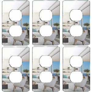 6 Pcs Mirror Acrylic Wall Plate Light Switch Plates Durable Acrylic Mirrored Plates Wall Plates For Electrical Outlets Decorative Outlet Covers