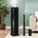 Humidifiers for Bedroom - GloryAir 2.38Gal/9L Top Fill Warm & Cool Mist Humidifier for Large Room 750ft with Auto Mode 7-Color Light, Humidistat, Quiet Humidifier for Plants Baby Adults Home & Office (Black)