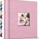 popotop Photo Album 4x6-600 Photos Photo Books with 600 Horizontal and Vertical Pockets,Linen Cover Albums for Family Wedding Anniversary Baby Vacation Pictures (Pink)
