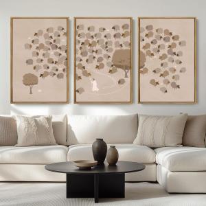 IARTTOP Jesus Christian Framed Wall Art 16x24 Inch Large Jesus Leaves the 99 Sheep Canvas Art Prints Set of 3 God Bible Religious Wall Decor for Church Living Room Bedroom (24L" x 16W", beige)