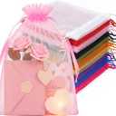 Crweety 50PCS Organza Bags 8x12 Large Gift Bags Multicolor, Mesh Bag Drawstring Pouches for Jewelry Candy Treat Sachet Party Favor, Sheer Goodie Bag for Birthday Wedding Baby Bridal Shower Graduation, 1 Count