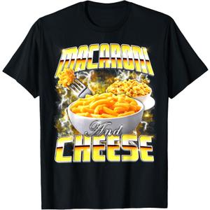 Macaroni and Cheese Meme Bootleg Rap Style 90s Vintage Funny T-Shirt, XL