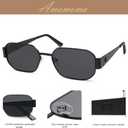 AMOMOMA Retro Rectangle Sunglasses for Womens 90s Y2k Narrow Square Sunglasses Metal Frame Polarized AM6641