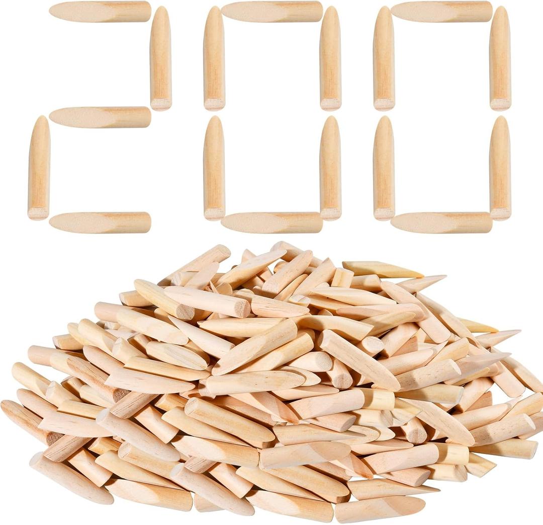 200 Pack Solid Wood Pocket Hole Plugs, Pocket Hole Jig Wood Plugs, Pine Wooden Hole Plugs Pocket Screw Jig Woodworking Tool