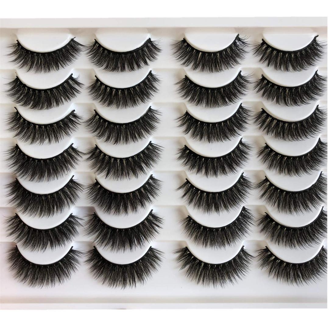 ALICROWN Short Eyelashes Natural Look False Lashes Mixed Lightweight Fuzzy Handmade Soft Volume 14 Pairs Faux Mink Pack