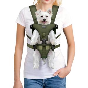 YUDODO Front Pet Carrier Backpack for Small Dogs, Secure and Breathable Mesh, Ergonomic Support, Adjustable for Walking, Hiking, or Travel (Army Green, S)