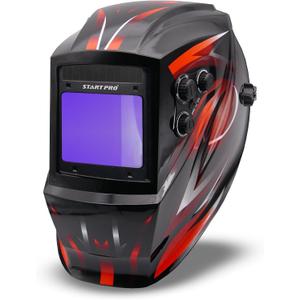 StartPro Auto Darkening Welding Helmet, Large Viewing, True Color, Wide Shade Range DIN 4/5-9/9-13, 4 Arc Sensors, TIG, STIK, MIG, CUT, SAW, Flux cored, Plasma, Grinding mode