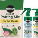 Miracle-Gro Indoor Potting Mix (6 qt.) and Plant Food (8 fl. oz.) for All Plant and Plant Care Leaf Protect & Shine (8 fl. oz.) - Bundle for Growing, Fertilizing, Protecting and Cleaning Houseplants