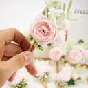 Meldel Pink Boutonniere for Men, Set of 6, Groom and Best Man Boutonniere with Artificial Flower,for Wedding Ceremony Anniversary, Formal Dinner Party, Fall Vintage Rustic Wedding Prom