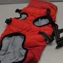 SUNFURA Dog Coat, Dog Jacket for Large Dogs with Harness Built in, Warm Pet Winter Coat Zip Up Snow Jacket with Furry Collar for Boston Terrier, French Bulldogs, Red L