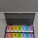 Extra Large Weekly Pill Organizer 2 Times a Day - Remtise Am/Pm Daily Pill Case Medicine Organizer, Push Button 7 Day Pill Box for Pills/Vitamin/Cod Liver Oil/Supplements (Rainbow)