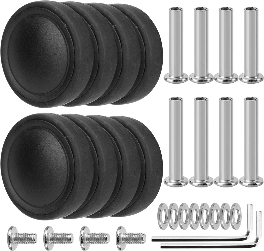 Luggage Wheels Replacement OD 60mm, 8pcs Rubber Double-Row Mute Suitcase Caster Parts, Wear Resistant Repair for Travel, EA37 (Black)