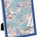 Laura Ashley 8x10 Riverside Blue Enamel Picture Frame, Silver Metal Edge with Easel, for Countertop, Tabletop Display, Bookshelf, Desk, Wall Décor, Photo Gallery (8x10, Riverside Blue W/ Silver)