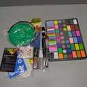 CORALMEE Face Painting Kit for Kids, 50 Colors Water Activated Face Paint Kit, Non-Toxic Professional Makeup Palette with Stencils, Gems, Brushes, Hair Dye Comb & Bucket for Kids Parties & Christmas