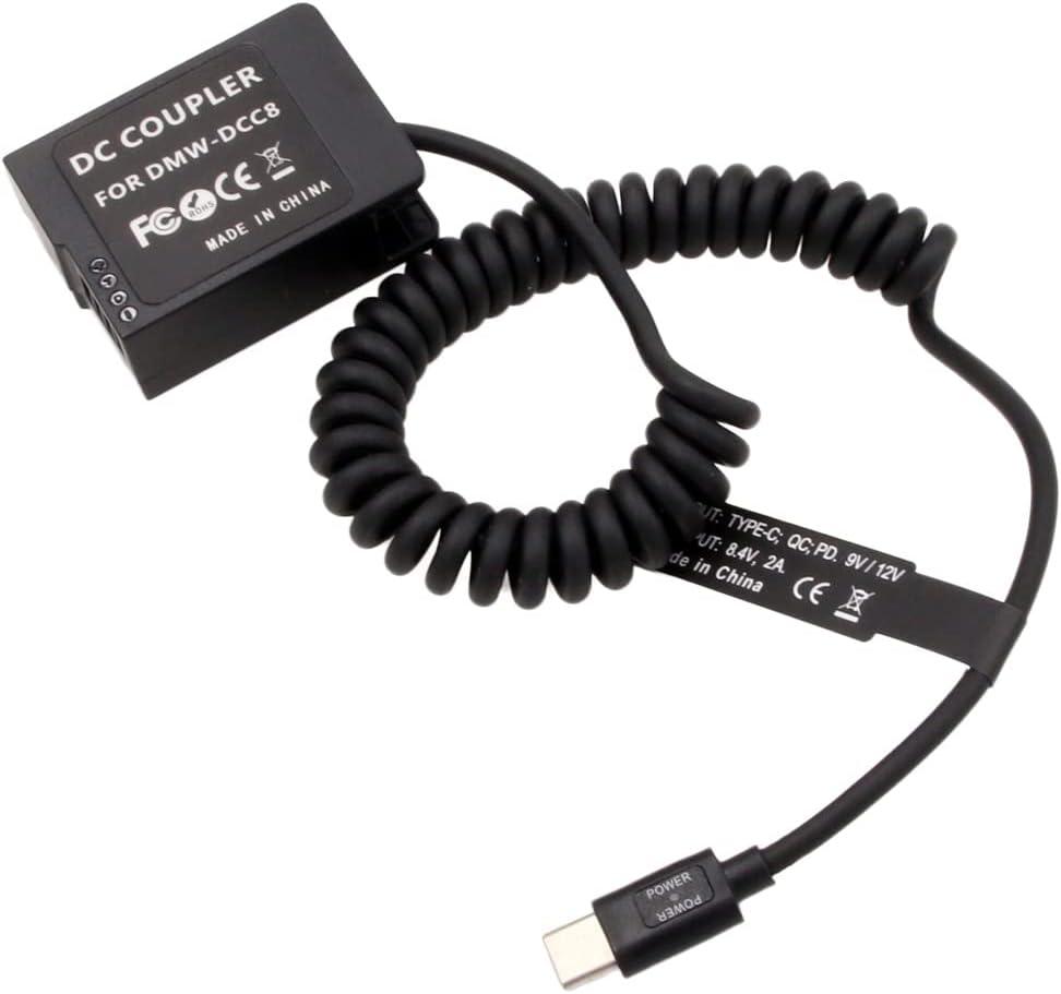 Power Bank QC PD 9V USB-C Dummy Battery for Panasonic G5 G7 G80 G99 FZ2500 FZ300 Sigma FP Camera DMW-DCC8 DMW-BLC12