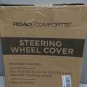 Road Comforts Leather Steering Wheel Cover - Made with PVC Leather - Anti-Slip, Universal Fit 14 1/2 inches to 15 inches - Black