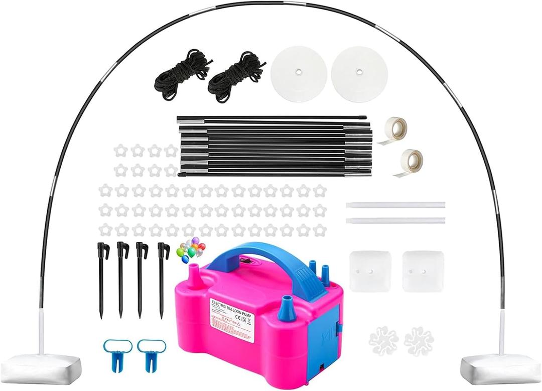 Balloon Arch Kit with Balloon Pump Electric, Improved Balloon Arch Stand with Base for Birthday Gender Reveal Baby Shower Balloons Party Decorations