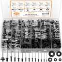INCLY 1000PCS Pop Rivets Assortment Kit, 14 Sizes Black Rivets for Metal 3/32" 1/8" 5/32" 3/16" 1/4" and 5 Sizes 304 Stainless Steel Washers with Storage Case