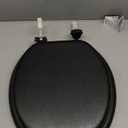 Mayfair Padded Toilet Seat, Cushioned Soft Vinyl over Wood Core Seat, Secure Hinges, Easy Clean, Made in USA, Round, Black