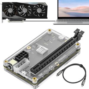 PCIE 3.0 x16 22Gbps eGPU DOCK, Thunderbolt 4 cable, compatible with external GPU NVIDIA AMD Graphics Card for Windows Laptop Console featuring Thunderbolt 3/4 USB 4, Powered by PD/8PinCPU/Molex/DC5521