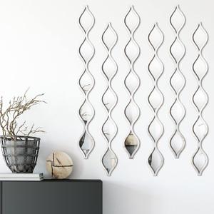 Acrylic Teardrop Mirror Wall Decor Decorative Mirror Narrow Wall Decor Boho Vintage Decals Art for Apartment Home Living Room Bathroom Bedroom Hallway (Silver Edge)