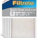 Filtrete 16x20x1 AC Furnace Air Filter, MERV 5, MPR 300, Capture Unwanted Particles, 3-Month Pleated 1-Inch Electrostatic Air Cleaning Filter, 6-Pack (Actual Size15.69x19.69x0.81 in)