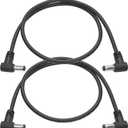 2 x 90 Degree 12V DC 5521 Male to Male Extension Cord 1.6FT, Camera Power Cord