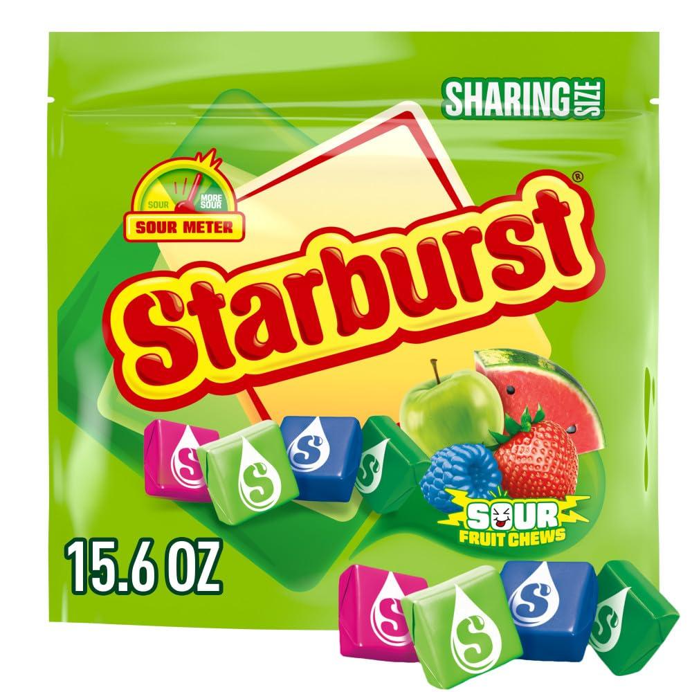 STARBURST Sour Chewy Candy Fruit Chews, Share Size Resealable 15.6 Oz Bag (EXP 01/01/27)