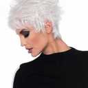 Pixie Cut Silver Wig, Slanted Bangs, Short Curly Hair, Fluffy White Wig, Middle-Aged and Elderly Women's Natural Hair for Daily Use