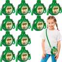 Eaasty 12 Set Jungle Safari Party Supplies Kids Canteens with Strap 10 oz Plastic Reusable Water Bottle Bulk for Zoo Animal Camo Camping Theme Birthday Decoration (Green)