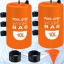 2PCS Pool Ladder Weights 10L Universal Pool Step Weights Sand Bag Waterproof 500D PVC Swimming Pool Stair Weights for Above Ground and Inside Pool with 2 Nylon Handles and 1 Funnel Orange