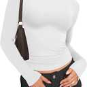 YOGINGO Womens Mock Turtle Neck Basic Long Sleeve T Shirt Slim Fit Tees Fall Y2k Going Out Crop Tops Cute Tight Shirts (XX-Large)