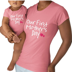 Our First Mothers Day Matching Outfit Baby Gifts 0-3 Mounts for New mom Shirt for Daughter, M