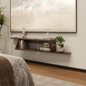 60" Floating Tv Stand, Floating Tv Console for TVs up to 75"
Asymmetrical Floating Entertainment Center, Heavy Duty Plywood Wall Mounted Media Console for Living Room, Bedroom, Walnut