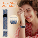 Compatible with Apple Watch Band for Women 38mm 39mm 40mm 41mm 42mm 44mm 45mm 46mm,Boho Fancy Nylon Band for iphone Watch, Floar velcro bands for Women for iWatch Series 10 9 8 7 6 5 4 3 2 SE