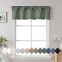 Chyhomenyc Olive Green Valance for Windows, Light Filtering Faux Linen Textured Small Kitchen Window Curtain, Rod Pocket Short Valance for Bathroom Laundry Basement, 60Wx14L inch, 1 Piece