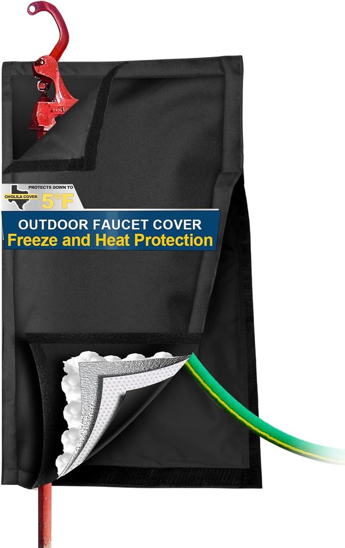 Outdoor Faucet Cover - 25"H x 13.5"W - Black, Hydrant Cover Freeze Protection for RV Park, Yard Hydrant & Sprinkler Systems, Winter & Summer Faucet Insulation