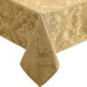 Elrene Home Fashions Caiden Elegance Damask Waterproof, Stain & Wrinkle Resistant Fabric Tablecloth, 60" x 102" Oblong/Rectangle, Gold