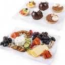 Large Melamine Tray 15" x 11" - Rectangular White Serving Tray and Platter for Food, Appetizers, Cookies, Grill or Party Snacks - Dishwasher Safe - Set of 2