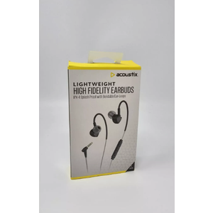 Acoustix High Fidelity Earbuds Lightweight Wired Headphones Mic IPX4 Splashproof