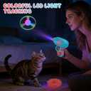 Bamboo Dragonfly Catapult Launcher, Cat Toy Spinning Flying Saucer Launcher, Interactive Cat Toy with Glowing LED for Pet Exercise & Nighttime Play